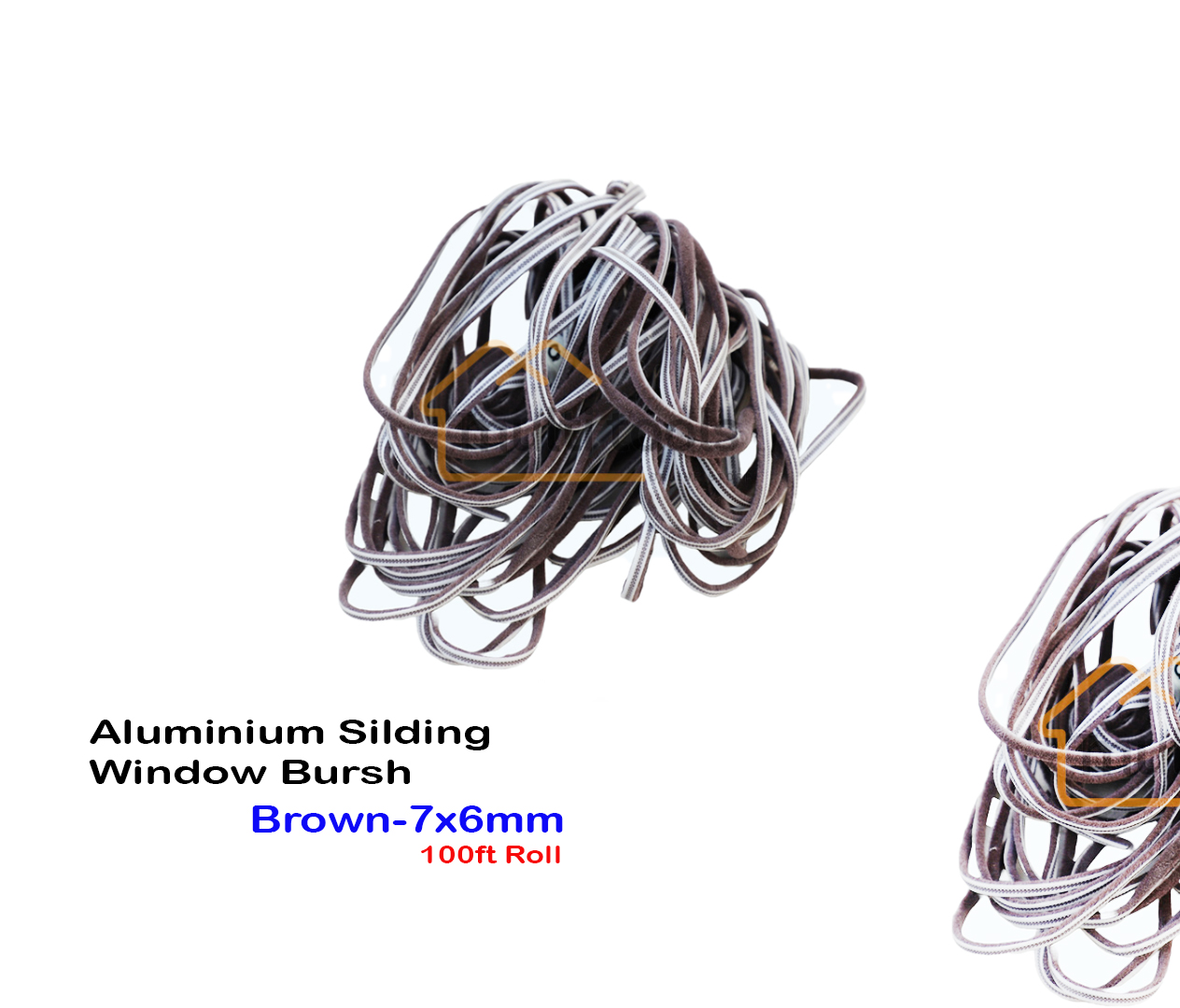 7mm X 6mm X 100ft Window Door Weather-Strip Brush Brown Seal Strip